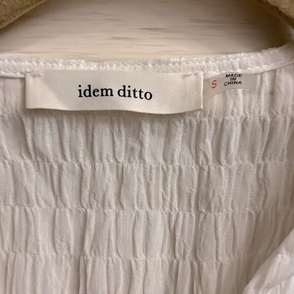 Idem Ditto white gauzy boho V neck with Puffed sleeves S - Picture 9 of 13